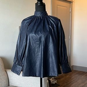 Rachel Comey X Target Faux Leather Navy Blue Top